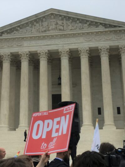 "Open" sign in front of the U.S. Supreme COurt