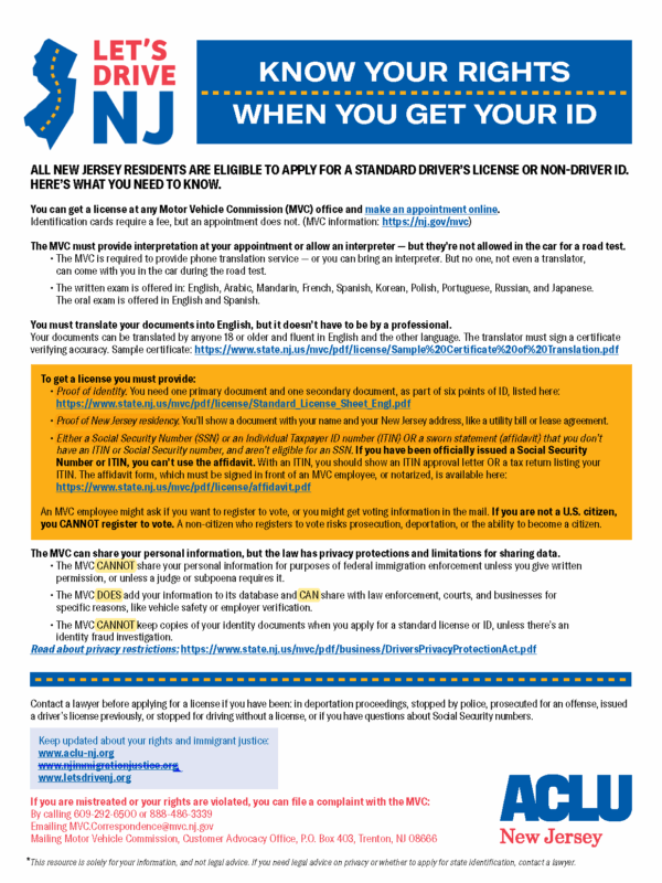 NJ Drivers License's Know Your Rights