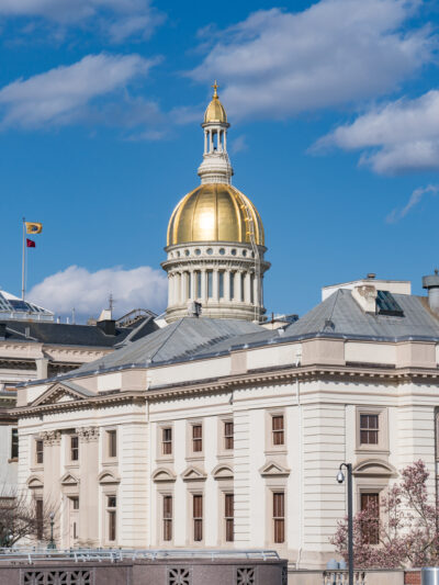 A photo of the New Jersey State House in Trenton on a sunny day.
