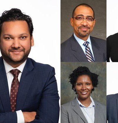 Five headshots of speakers