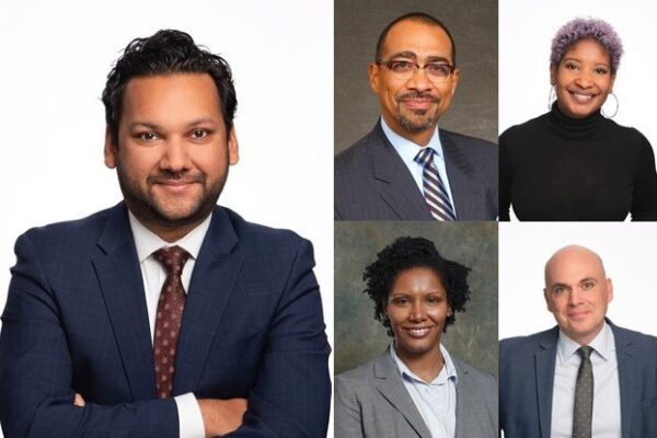 Five headshots of speakers