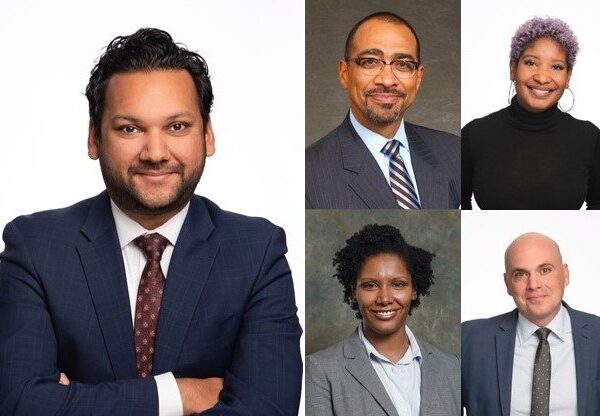 Five headshots of speakers