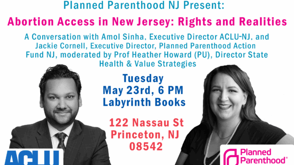 Flyer for May 23rd event, Abortion Access in New Jersey: Rights and Realities