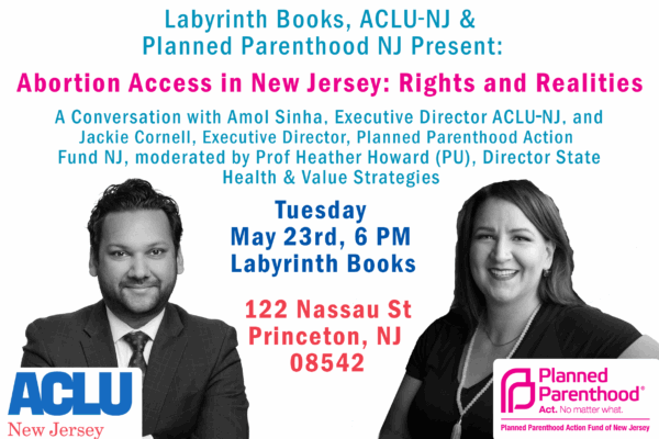 Flyer for May 23rd event, Abortion Access in New Jersey: Rights and Realities