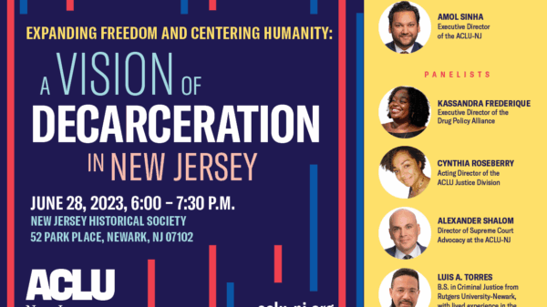 ACLU-NJ Expanding Freedom Event Banner with speakers