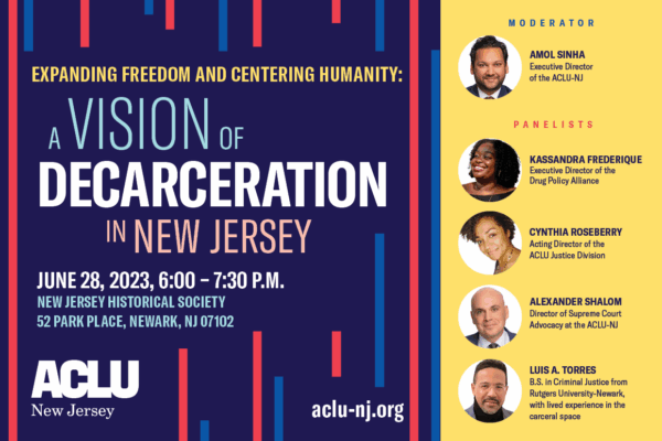 ACLU-NJ Expanding Freedom Event Banner with speakers
