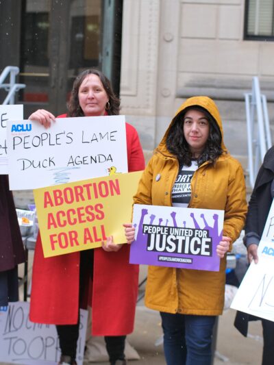 Group of women with protest signs