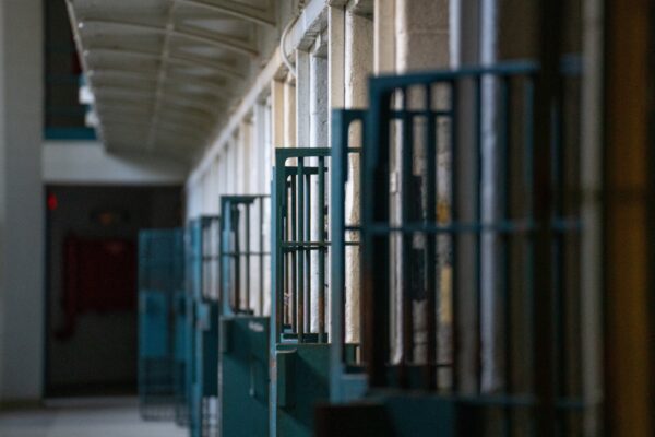 Open doors in a prison.
