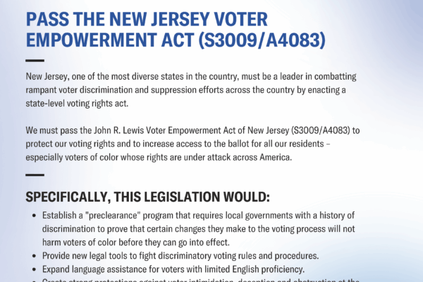 Our vote. Our power. Pass the New Jersey Voter Empowerment Act.