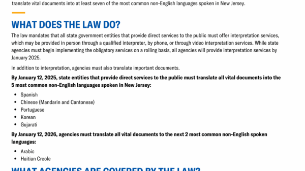 Language Access & Accessibility in New Jersey Government Fact Sheet