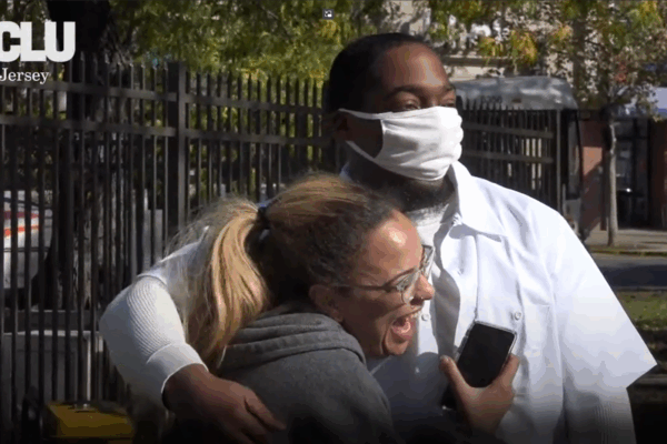 Two people hugging
