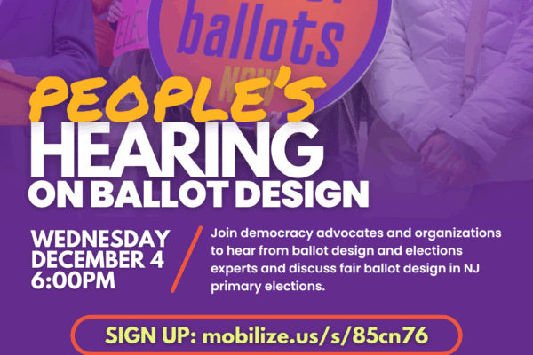 Join the People's Hearing on Ballot Design on Wednesday, December 4 at 6 p.m.