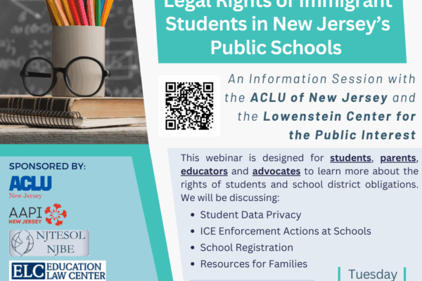 Free Education webinar: Legal Rights of Immigrant Students in New Jersey’s Public Schools