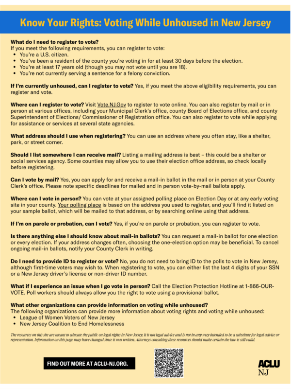 Voting While Unhoused One-Pager