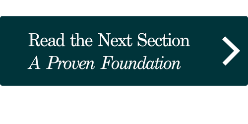 white text on dark green background reading "Read the Next Section:  A Proven Foundation"