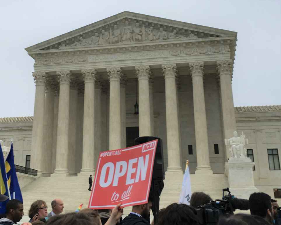 "Open" sign in front of the U.S. Supreme COurt