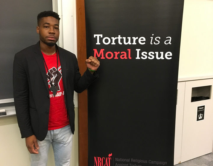 Mark Hopkins: Torture is a Moral Issue Mark Hopkins, a survivor of solitary confinement, stands next to the words "Torture is a Moral Issue."